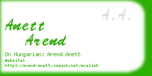 anett arend business card